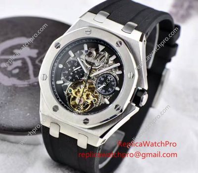 Audemars Piguet Skeleton Watch Replica Royal Oak Black Rubber Band